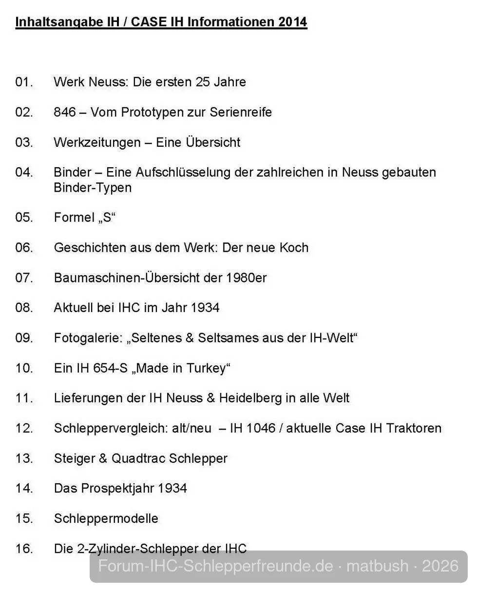 IH-Informationen 2014 Inhalt