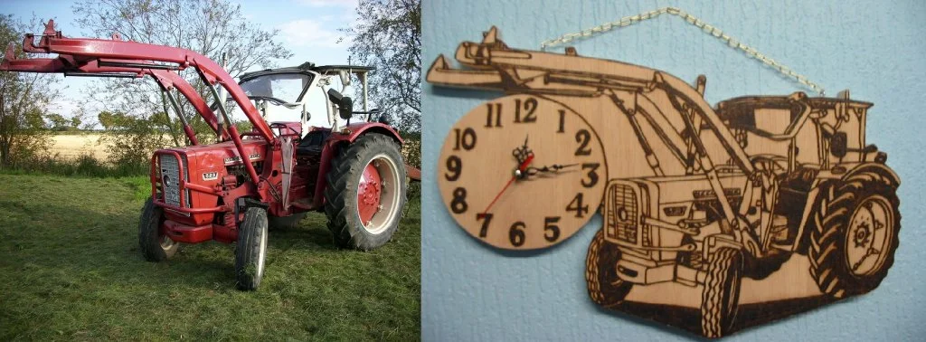 Original/Brandmalerei Uhr