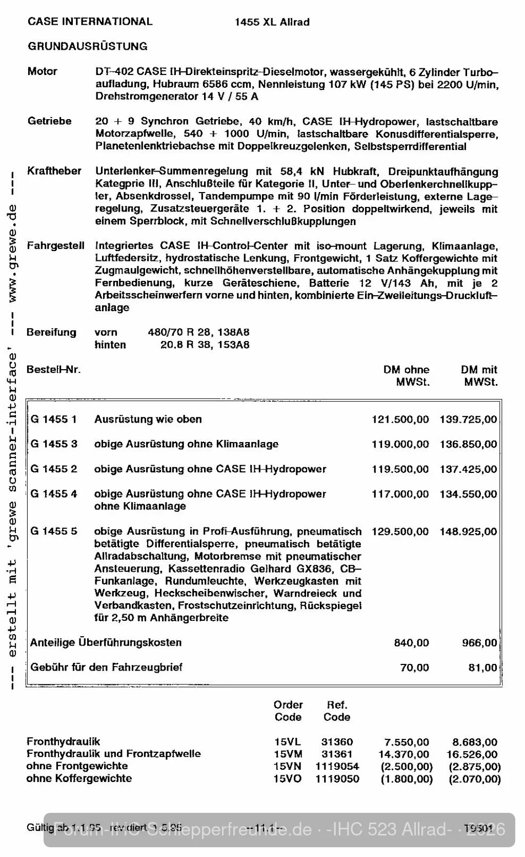 Preisliste vom 1455XL...