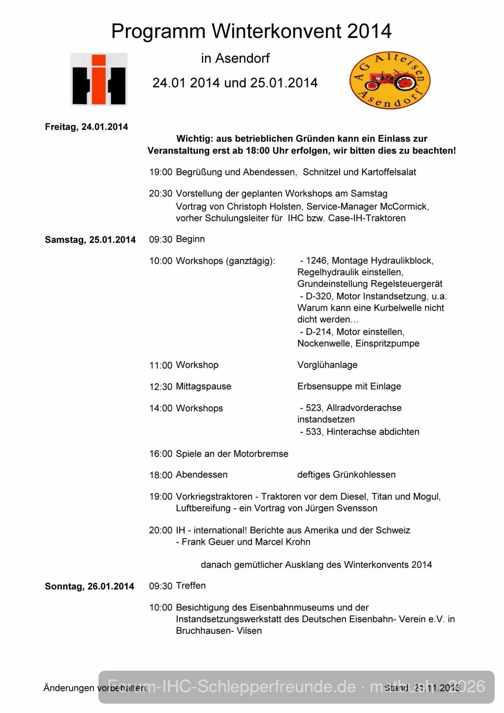 Winterkonvent 2014 Programm